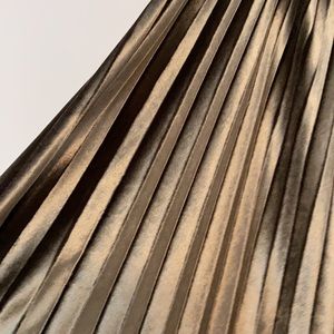 Roolee Olive Green Pleated Velvet Midi Skirt